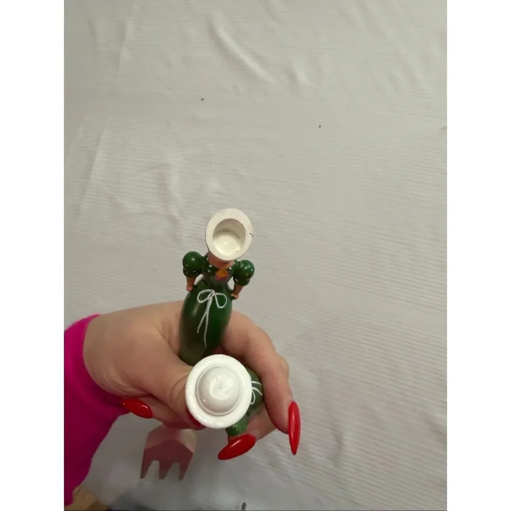 Vintage Hungarian Lady and Man Wood Salad Serving Fork and Spoon